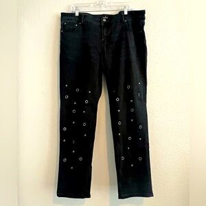 NWOT New York & Co Black Studded Boyfriend Jeans Size 14